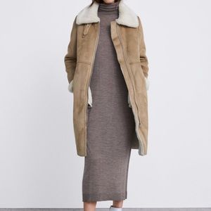 ZARA WOMAN OUTERWEAR Faux Suede Trench 00851